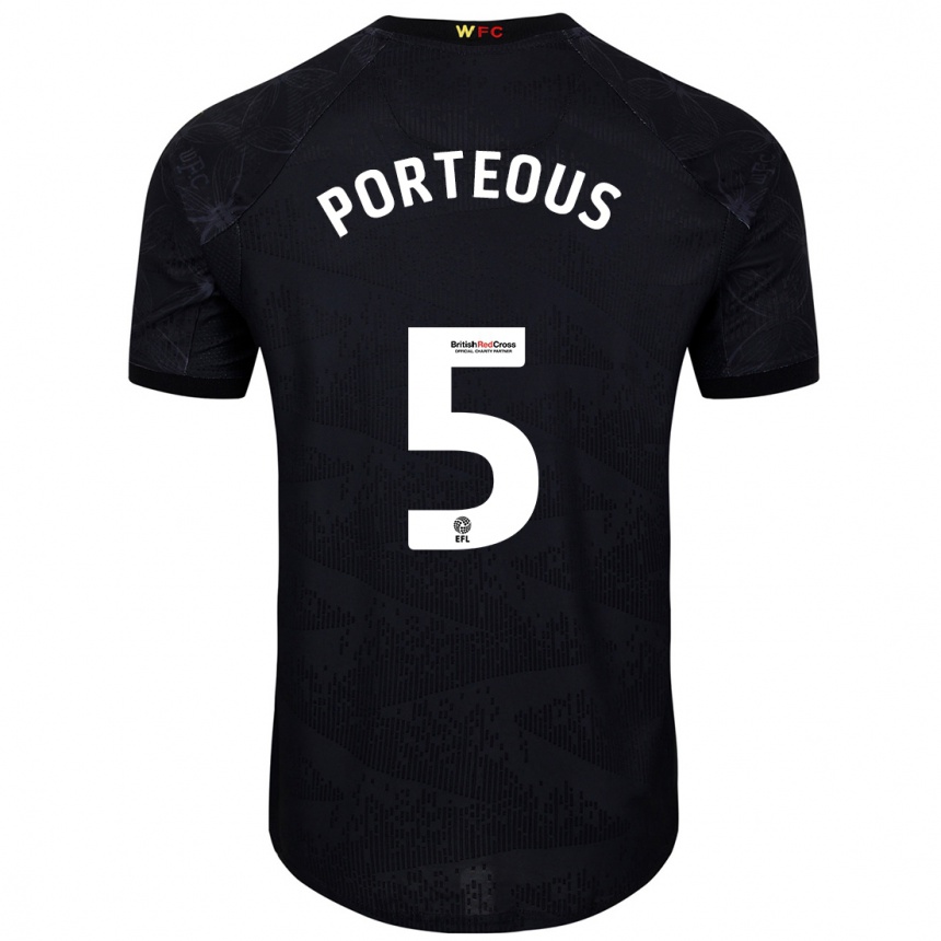 Kinder Fußball Ryan Porteous #5 Schwarz Weiß Auswärtstrikot Trikot 2024/25 T-Shirt Luxemburg