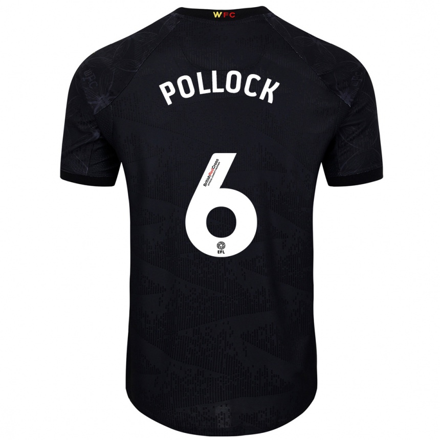 Kinder Fußball Mattie Pollock #6 Schwarz Weiß Auswärtstrikot Trikot 2024/25 T-Shirt Luxemburg