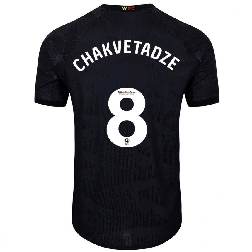 Kinder Fußball Giorgi Chakvetadze #8 Schwarz Weiß Auswärtstrikot Trikot 2024/25 T-Shirt Luxemburg