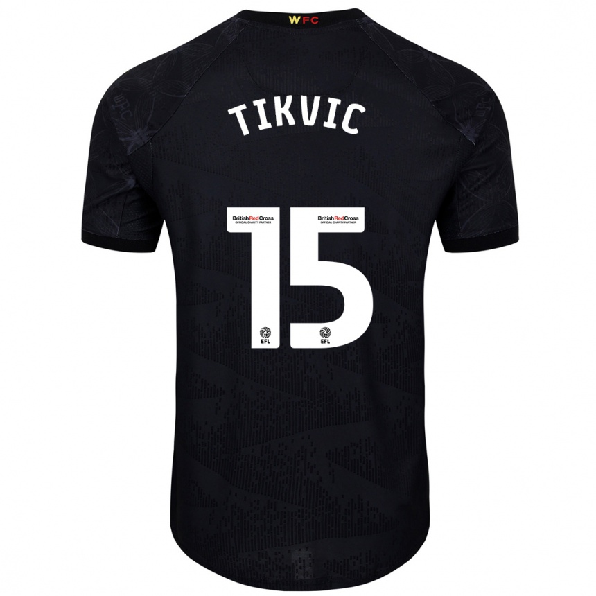 Kinder Fußball Antonio Tikvic #15 Schwarz Weiß Auswärtstrikot Trikot 2024/25 T-Shirt Luxemburg