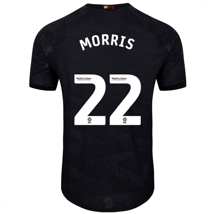 Kinder Fußball James Morris #22 Schwarz Weiß Auswärtstrikot Trikot 2024/25 T-Shirt Luxemburg