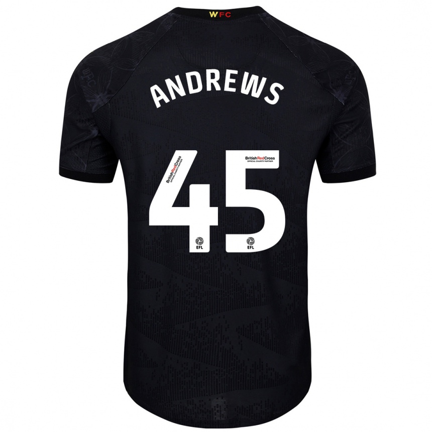 Kinder Fußball Ryan Andrews #45 Schwarz Weiß Auswärtstrikot Trikot 2024/25 T-Shirt Luxemburg