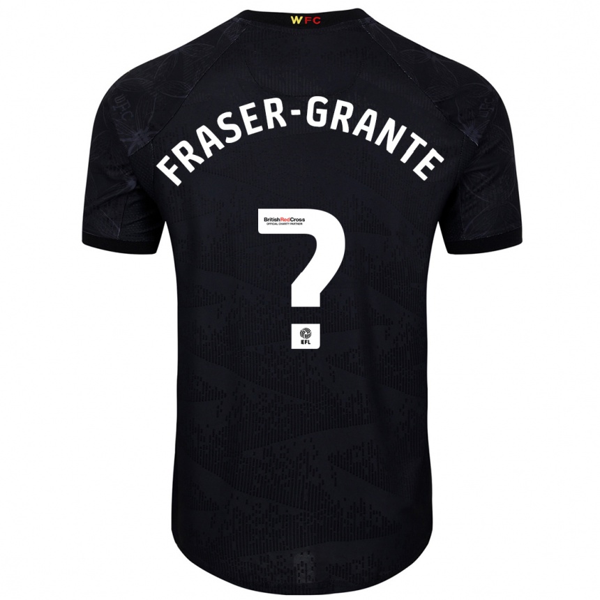 Kinder Fußball Zak Fraser-Grante #0 Schwarz Weiß Auswärtstrikot Trikot 2024/25 T-Shirt Luxemburg