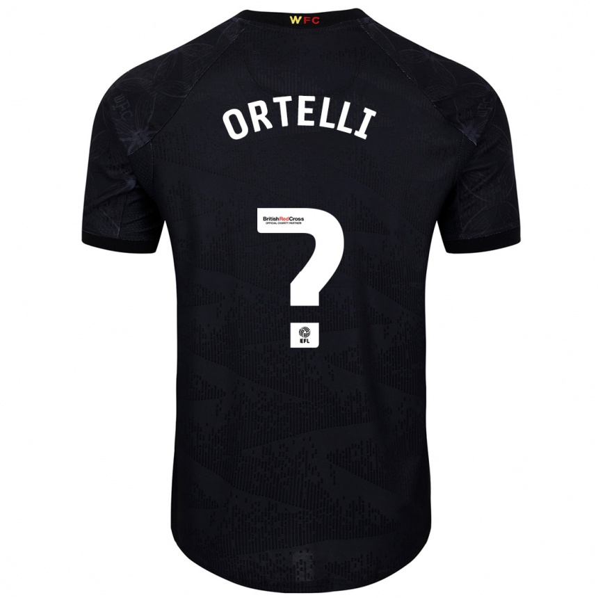 Kinder Fußball Gabriel Ortelli #0 Schwarz Weiß Auswärtstrikot Trikot 2024/25 T-Shirt Luxemburg