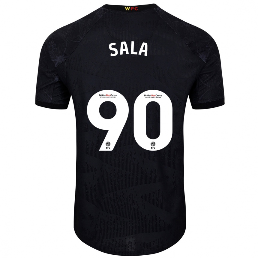 Kinder Fußball Joel Sala #90 Schwarz Weiß Auswärtstrikot Trikot 2024/25 T-Shirt Luxemburg