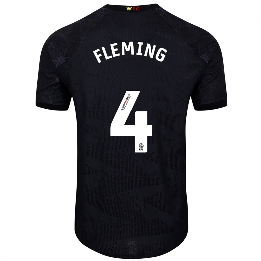 Kinder Fußball Charlotte Fleming #4 Schwarz Weiß Auswärtstrikot Trikot 2024/25 T-Shirt Luxemburg