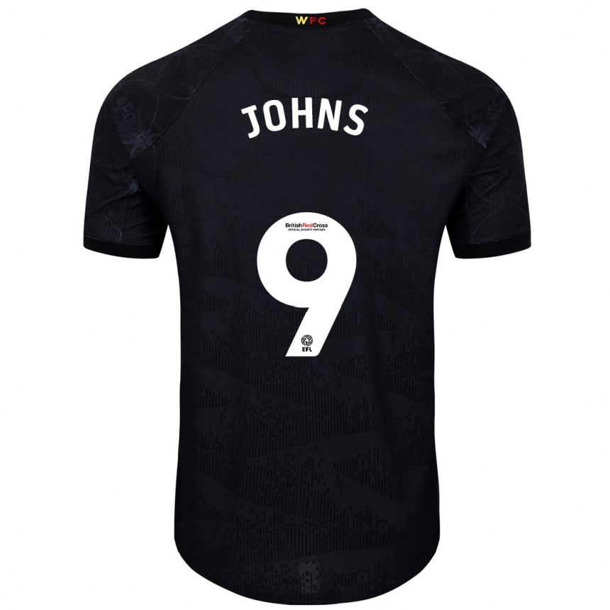 Kinder Fußball Carly Johns #9 Schwarz Weiß Auswärtstrikot Trikot 2024/25 T-Shirt Luxemburg