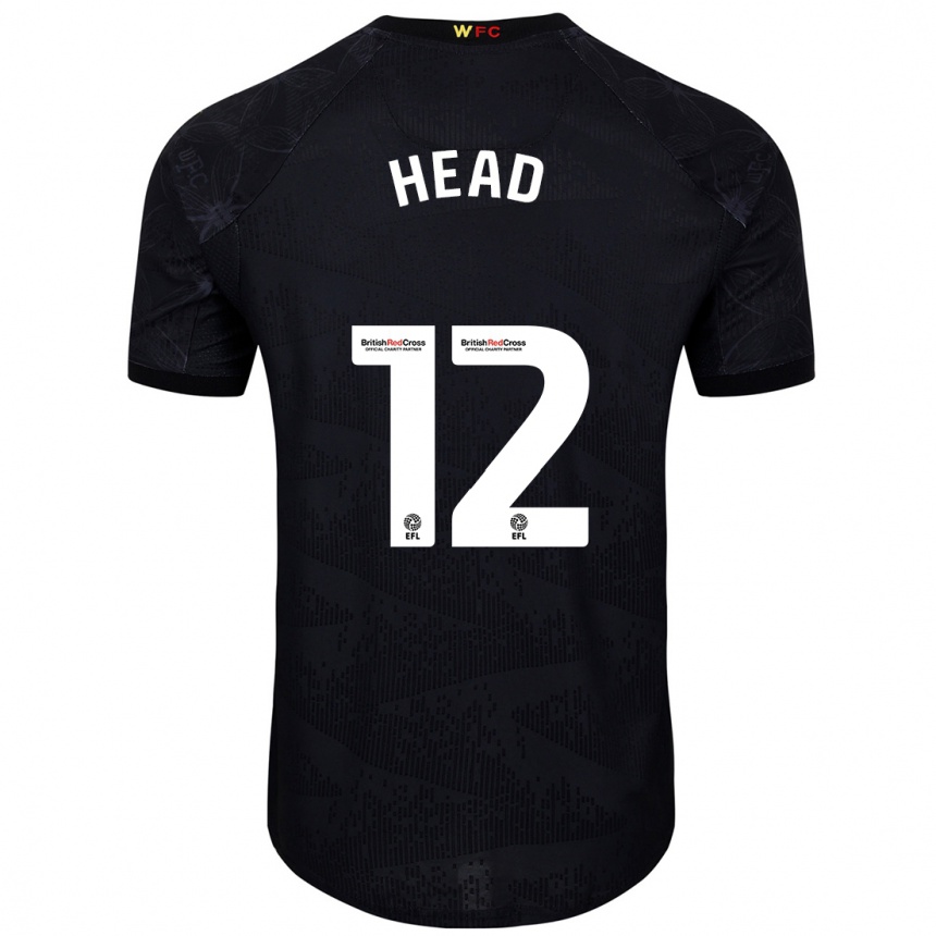 Kinder Fußball Ellie Head #12 Schwarz Weiß Auswärtstrikot Trikot 2024/25 T-Shirt Luxemburg