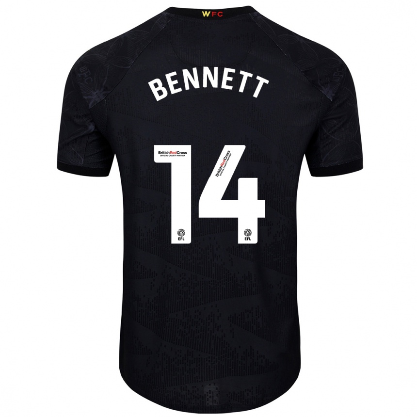 Kinder Fußball Harley Bennett #14 Schwarz Weiß Auswärtstrikot Trikot 2024/25 T-Shirt Luxemburg