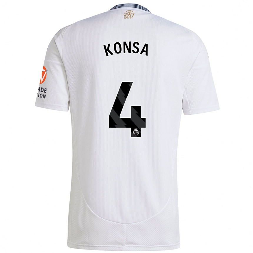 Kinder Fußball Ezri Konsa #4 Weiß Auswärtstrikot Trikot 2024/25 T-Shirt Luxemburg