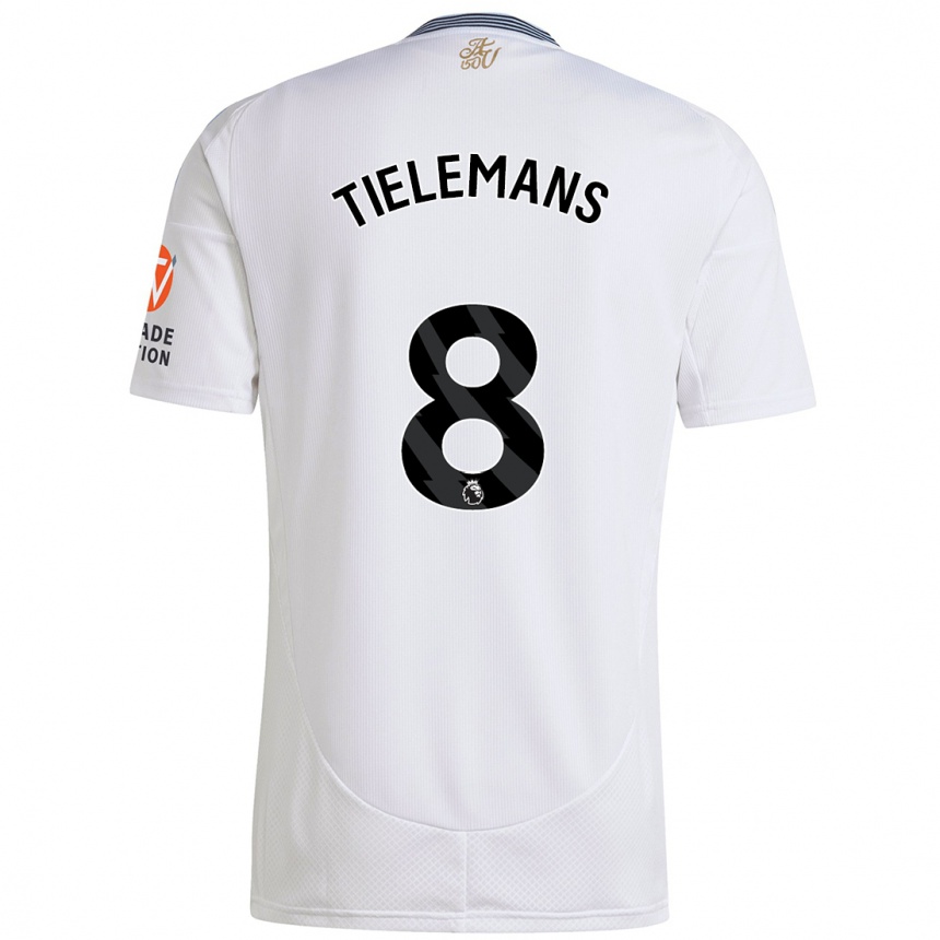 Kinder Fußball Youri Tielemans #8 Weiß Auswärtstrikot Trikot 2024/25 T-Shirt Luxemburg