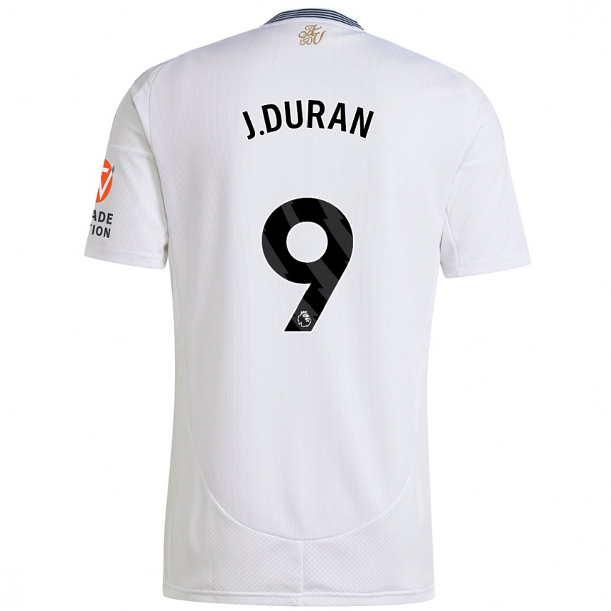 Kinder Fußball Jhon Durán #9 Weiß Auswärtstrikot Trikot 2024/25 T-Shirt Luxemburg