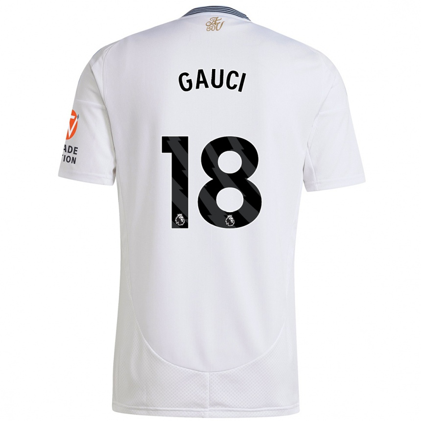 Kinder Fußball Joe Gauci #18 Weiß Auswärtstrikot Trikot 2024/25 T-Shirt Luxemburg