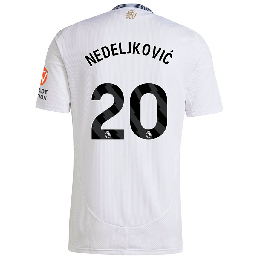 Kinder Fußball Kosta Nedeljkovic #20 Weiß Auswärtstrikot Trikot 2024/25 T-Shirt Luxemburg