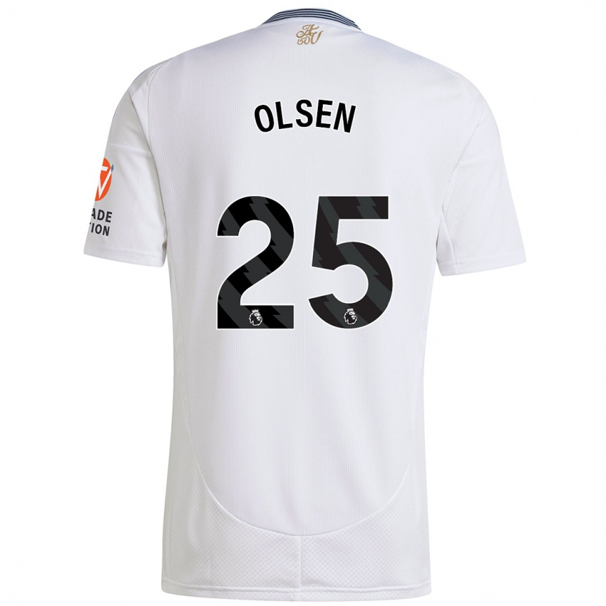 Kinder Fußball Robin Olsen #25 Weiß Auswärtstrikot Trikot 2024/25 T-Shirt Luxemburg