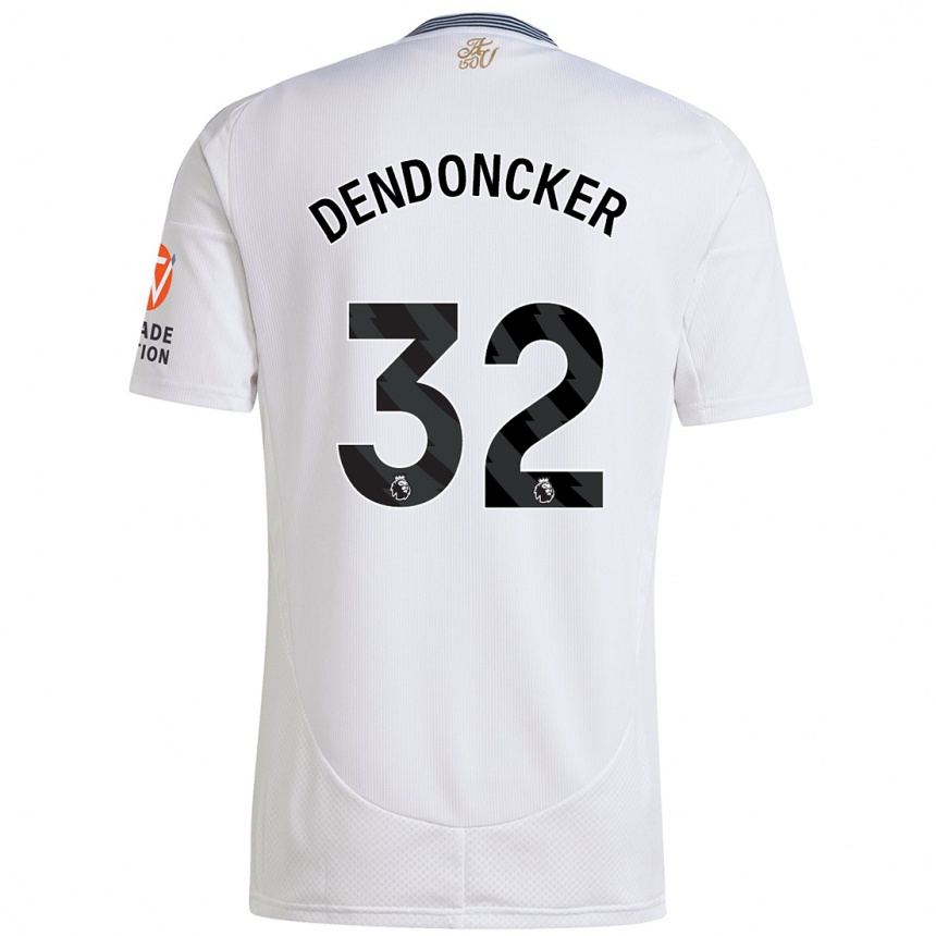 Kinder Fußball Leander Dendoncker #32 Weiß Auswärtstrikot Trikot 2024/25 T-Shirt Luxemburg