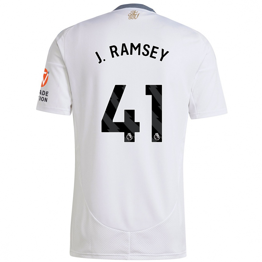 Kinder Fußball Jacob Ramsey #41 Weiß Auswärtstrikot Trikot 2024/25 T-Shirt Luxemburg