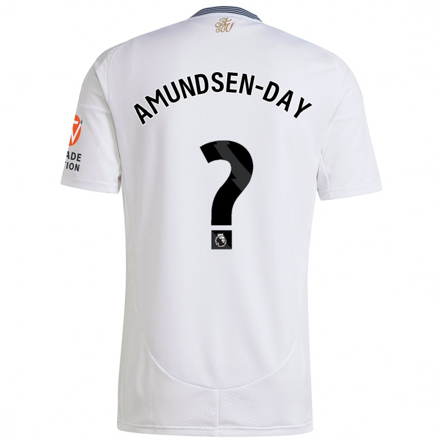 Kinder Fußball Ethan Amundsen-Day #0 Weiß Auswärtstrikot Trikot 2024/25 T-Shirt Luxemburg