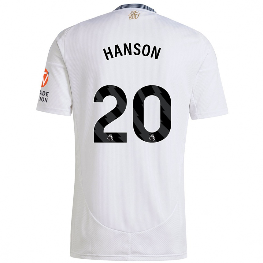 Kinder Fußball Kirsty Hanson #20 Weiß Auswärtstrikot Trikot 2024/25 T-Shirt Luxemburg