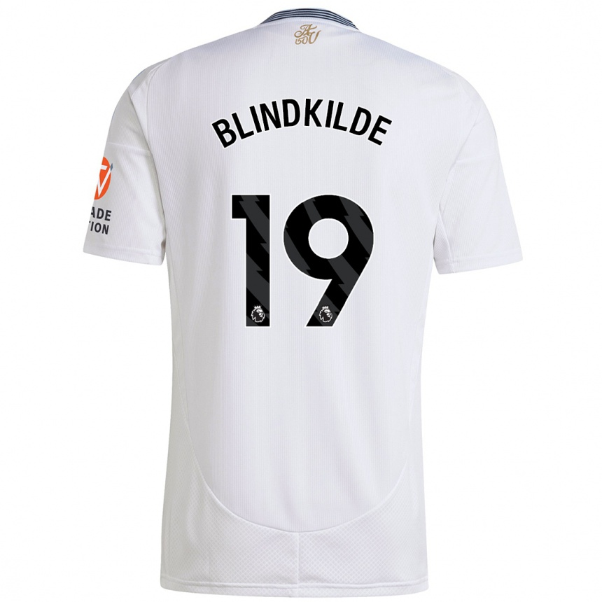 Kinder Fußball Laura Blindkilde #19 Weiß Auswärtstrikot Trikot 2024/25 T-Shirt Luxemburg