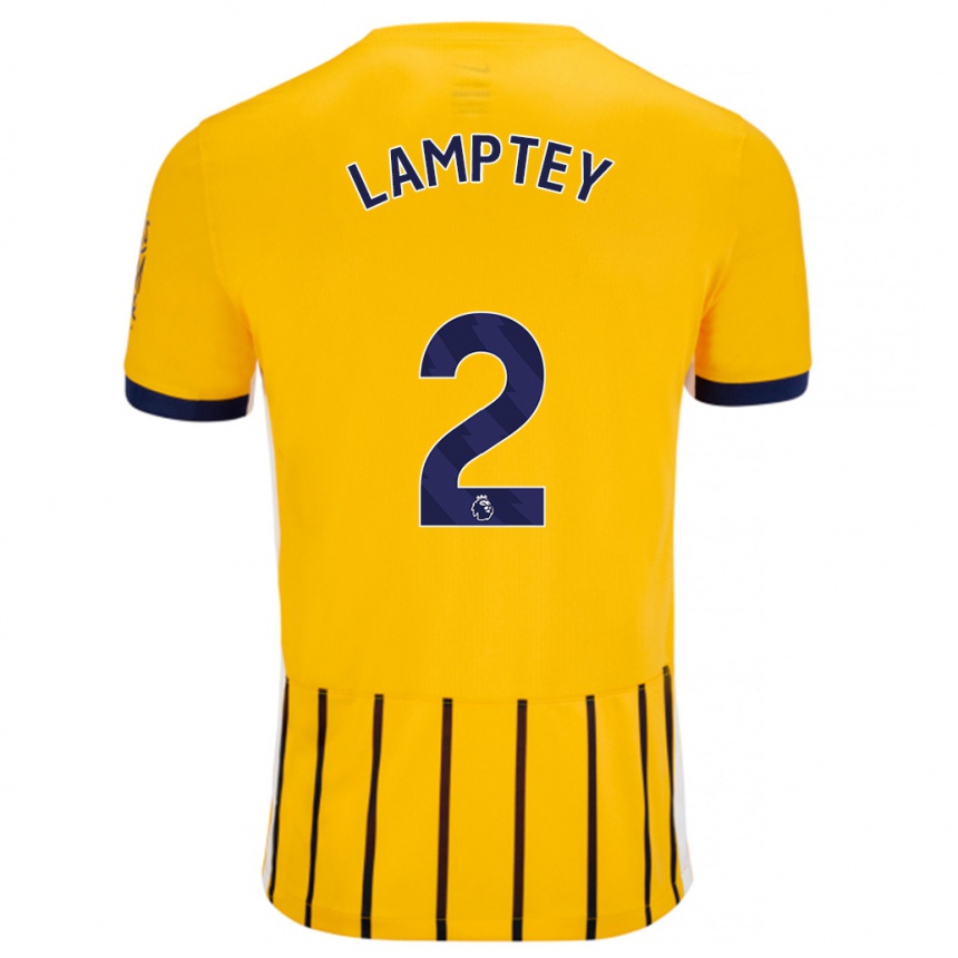 Kinder Fußball Tariq Lamptey #2 Gold Blau Nadelstreifen Auswärtstrikot Trikot 2024/25 T-Shirt Luxemburg