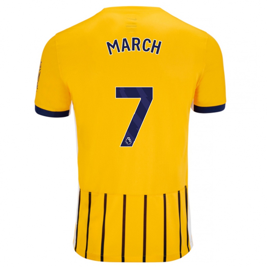 Kinder Fußball Solly March #7 Gold Blau Nadelstreifen Auswärtstrikot Trikot 2024/25 T-Shirt Luxemburg