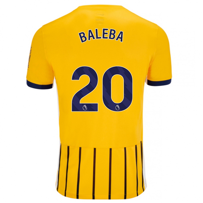 Kinder Fußball Carlos Baleba #20 Gold Blau Nadelstreifen Auswärtstrikot Trikot 2024/25 T-Shirt Luxemburg