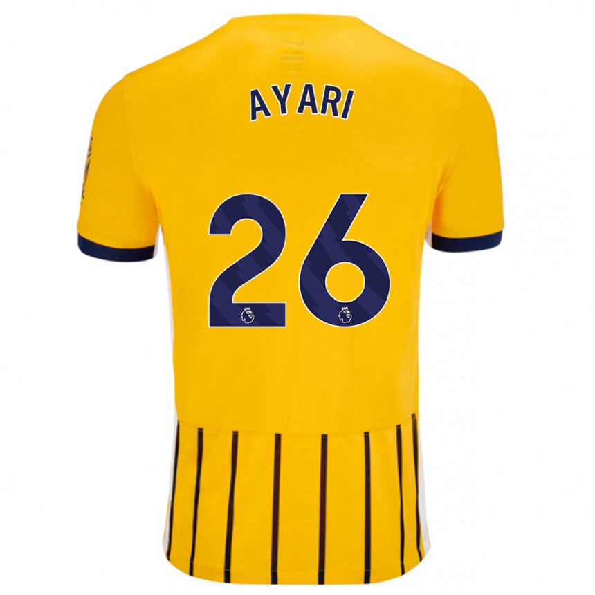 Kinder Fußball Yasin Ayari #26 Gold Blau Nadelstreifen Auswärtstrikot Trikot 2024/25 T-Shirt Luxemburg