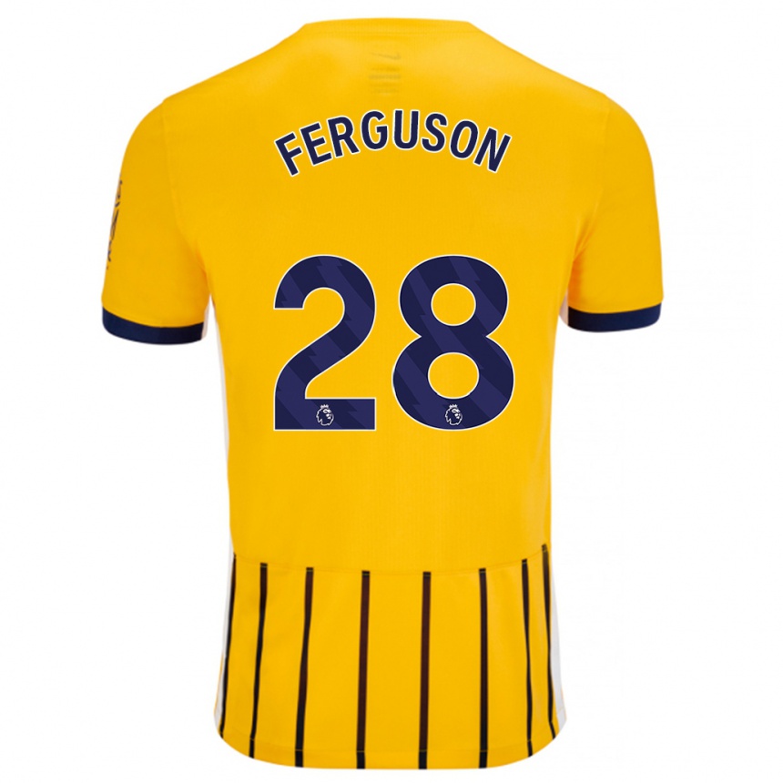 Kinder Fußball Evan Ferguson #28 Gold Blau Nadelstreifen Auswärtstrikot Trikot 2024/25 T-Shirt Luxemburg