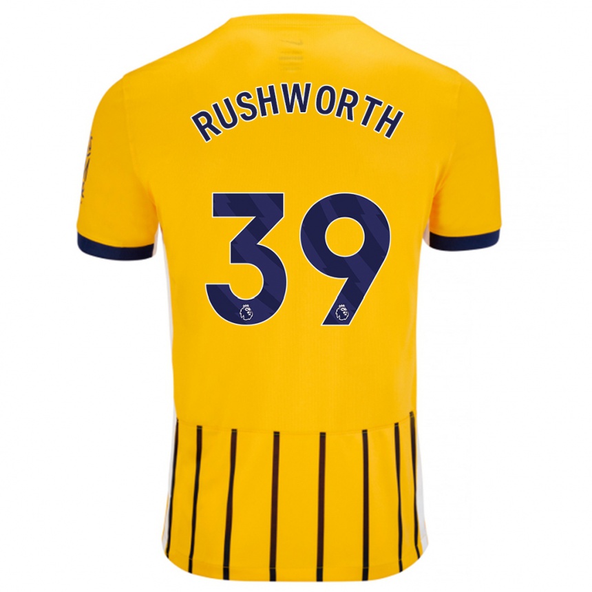 Kinder Fußball Carl Rushworth #39 Gold Blau Nadelstreifen Auswärtstrikot Trikot 2024/25 T-Shirt Luxemburg