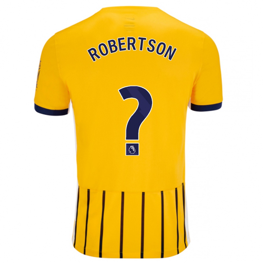 Kinder Fußball Josh Robertson #0 Gold Blau Nadelstreifen Auswärtstrikot Trikot 2024/25 T-Shirt Luxemburg