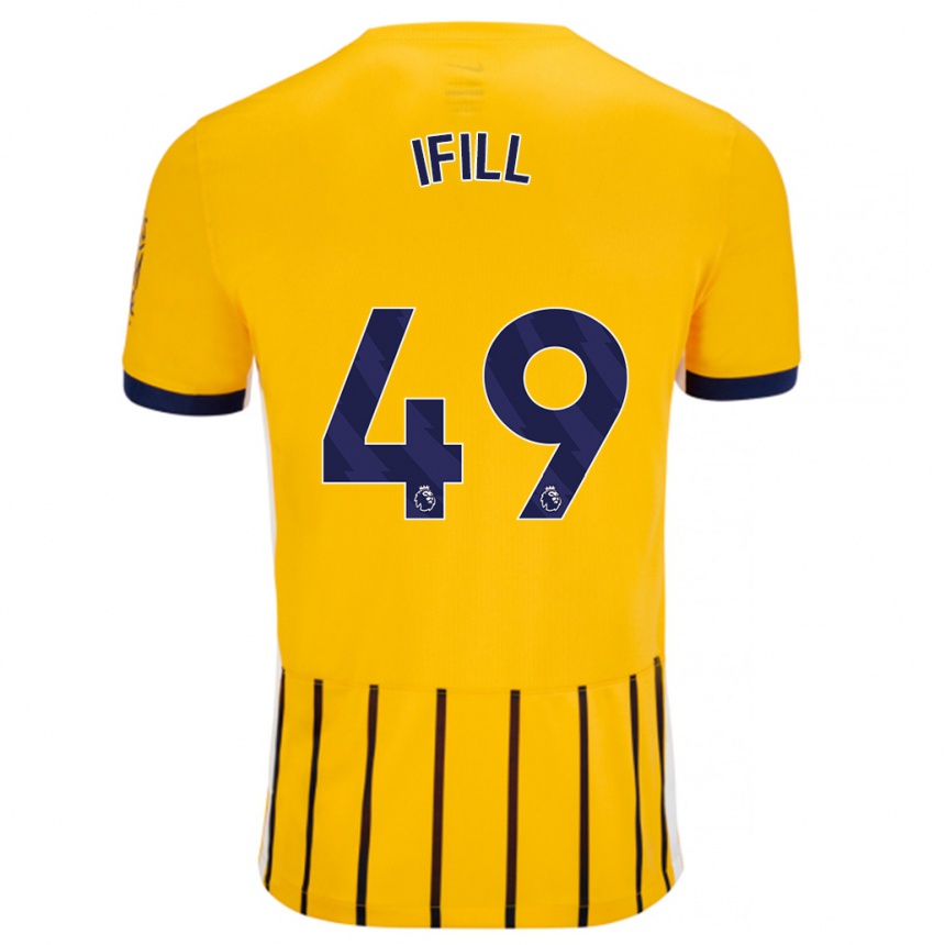 Kinder Fußball Marcus Ifill #49 Gold Blau Nadelstreifen Auswärtstrikot Trikot 2024/25 T-Shirt Luxemburg