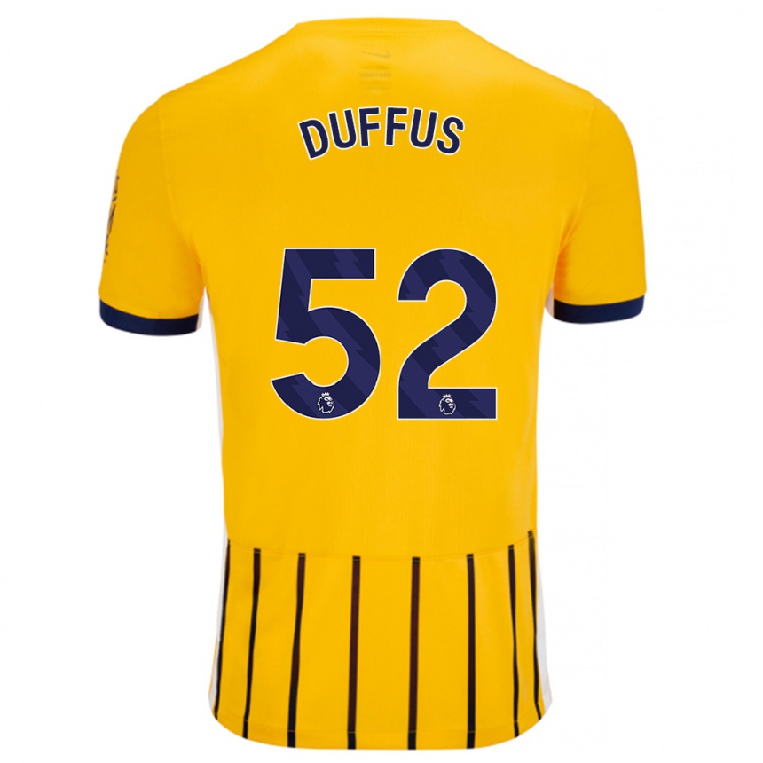 Kinder Fußball Josh Duffus #52 Gold Blau Nadelstreifen Auswärtstrikot Trikot 2024/25 T-Shirt Luxemburg