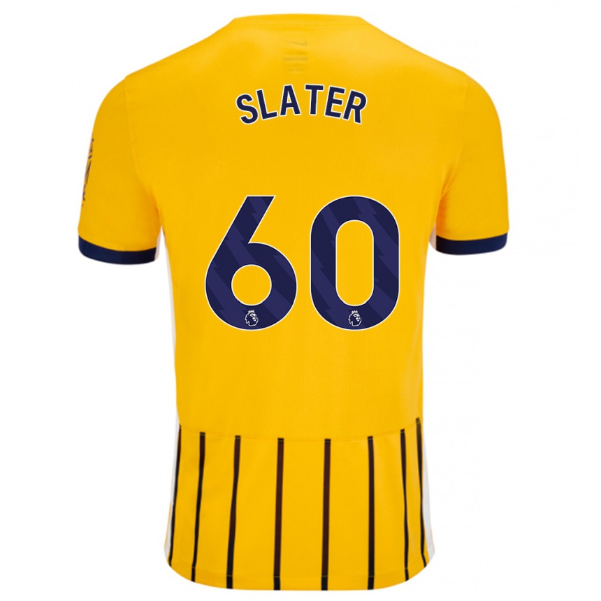 Kinder Fußball Jacob Slater #60 Gold Blau Nadelstreifen Auswärtstrikot Trikot 2024/25 T-Shirt Luxemburg