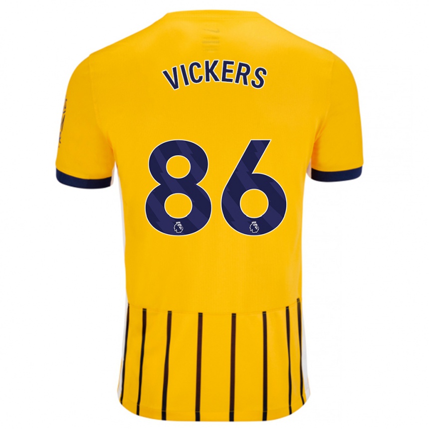 Kinder Fußball Jacob Vickers #86 Gold Blau Nadelstreifen Auswärtstrikot Trikot 2024/25 T-Shirt Luxemburg