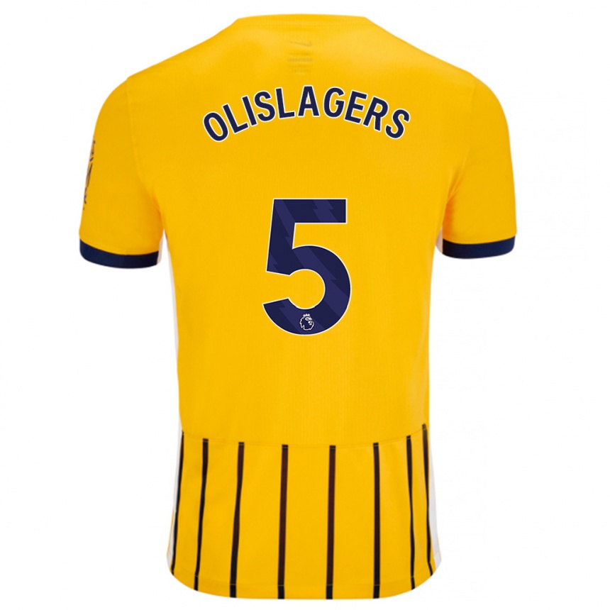 Kinder Fußball Marisa Olislagers #5 Gold Blau Nadelstreifen Auswärtstrikot Trikot 2024/25 T-Shirt Luxemburg