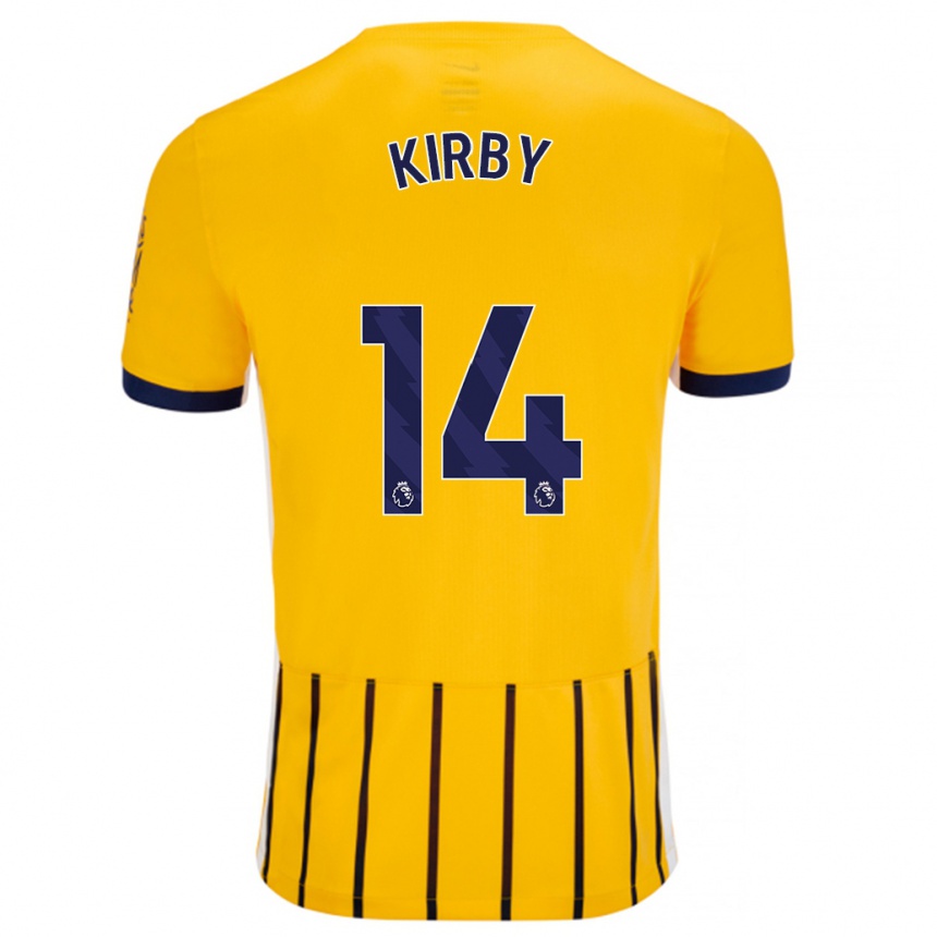 Kinder Fußball Fran Kirby #14 Gold Blau Nadelstreifen Auswärtstrikot Trikot 2024/25 T-Shirt Luxemburg