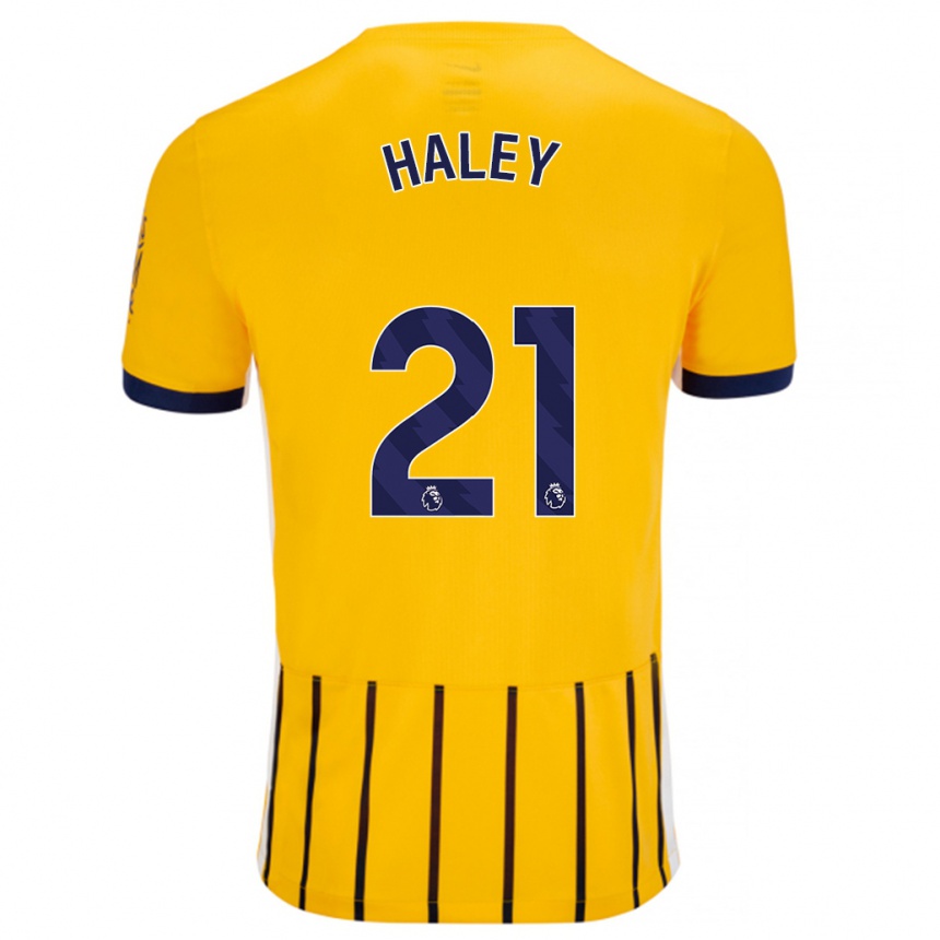 Kinder Fußball Madison Haley #21 Gold Blau Nadelstreifen Auswärtstrikot Trikot 2024/25 T-Shirt Luxemburg