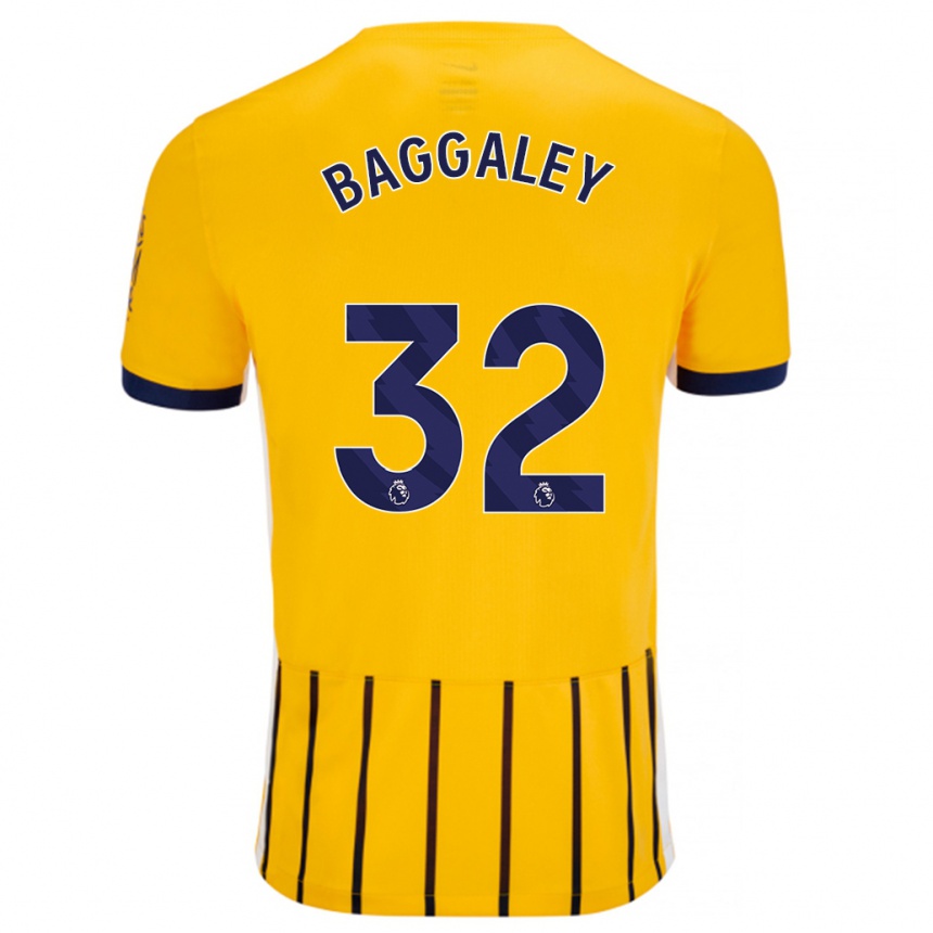 Kinder Fußball Sophie Baggaley #32 Gold Blau Nadelstreifen Auswärtstrikot Trikot 2024/25 T-Shirt Luxemburg