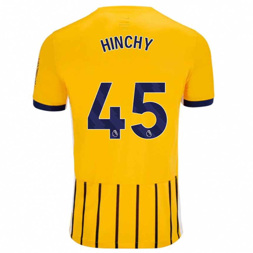 Kinder Fußball Jack Hinchy #45 Gold Blau Nadelstreifen Auswärtstrikot Trikot 2024/25 T-Shirt Luxemburg