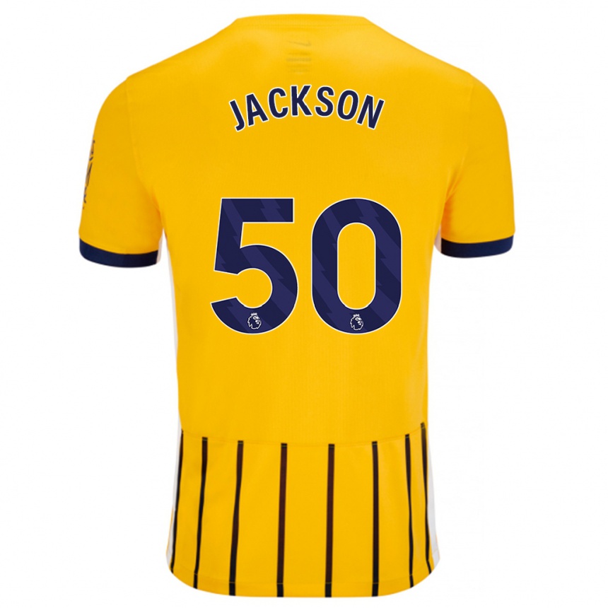 Kinder Fußball Ben Jackson #50 Gold Blau Nadelstreifen Auswärtstrikot Trikot 2024/25 T-Shirt Luxemburg