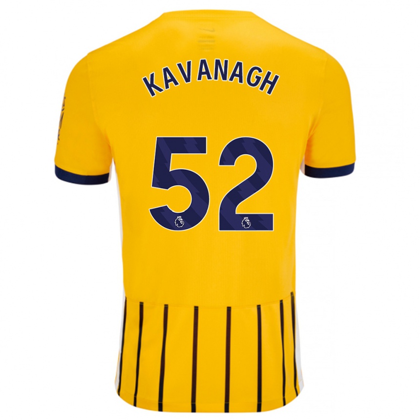 Kinder Fußball Leigh Kavanagh #52 Gold Blau Nadelstreifen Auswärtstrikot Trikot 2024/25 T-Shirt Luxemburg