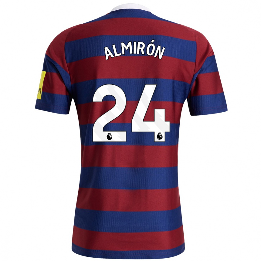 Kinder Fußball Miguel Almirón #24 Burgunderrot Marineblau Auswärtstrikot Trikot 2024/25 T-Shirt Luxemburg