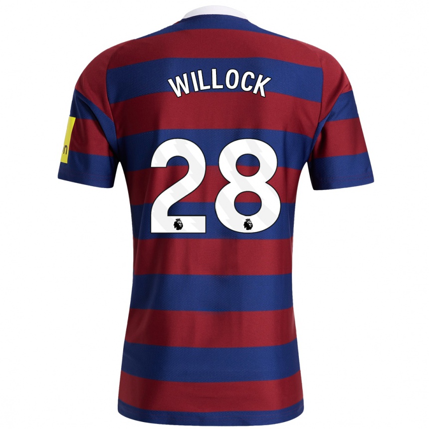 Kinder Fußball Joe Willock #28 Burgunderrot Marineblau Auswärtstrikot Trikot 2024/25 T-Shirt Luxemburg