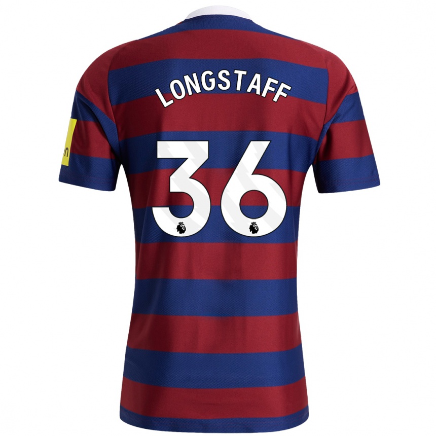 Kinder Fußball Sean Longstaff #36 Burgunderrot Marineblau Auswärtstrikot Trikot 2024/25 T-Shirt Luxemburg