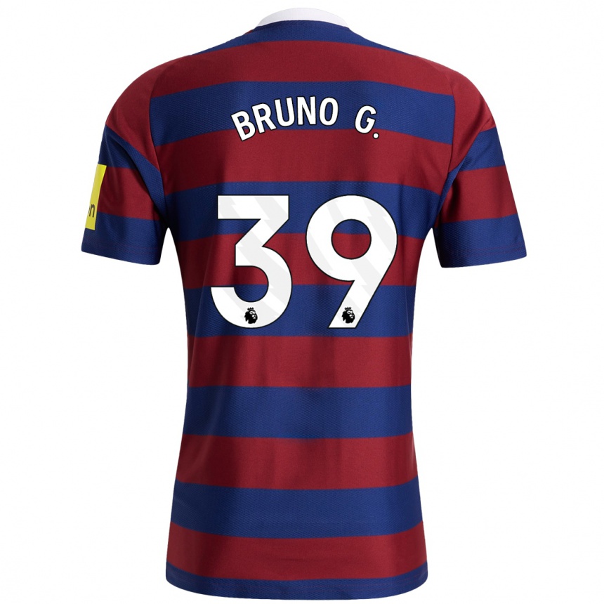 Kinder Fußball Bruno Guimarães #39 Burgunderrot Marineblau Auswärtstrikot Trikot 2024/25 T-Shirt Luxemburg