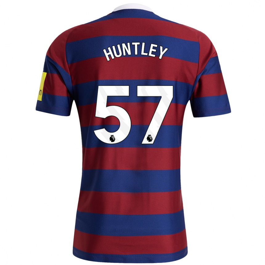 Kinder Fußball James Huntley #57 Burgunderrot Marineblau Auswärtstrikot Trikot 2024/25 T-Shirt Luxemburg