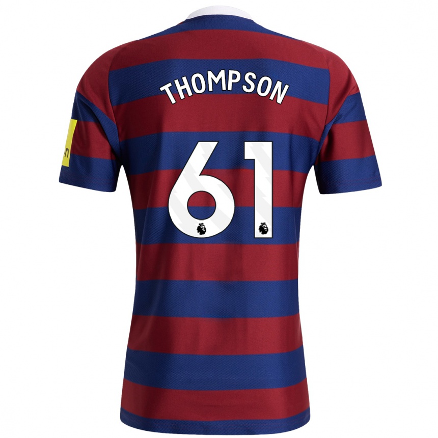 Kinder Fußball Max Thompson #61 Burgunderrot Marineblau Auswärtstrikot Trikot 2024/25 T-Shirt Luxemburg