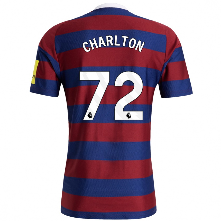 Kinder Fußball Dylan Charlton #72 Burgunderrot Marineblau Auswärtstrikot Trikot 2024/25 T-Shirt Luxemburg