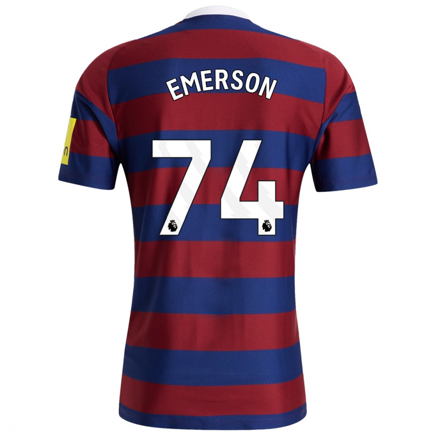 Kinder Fußball Johnny Emerson #74 Burgunderrot Marineblau Auswärtstrikot Trikot 2024/25 T-Shirt Luxemburg